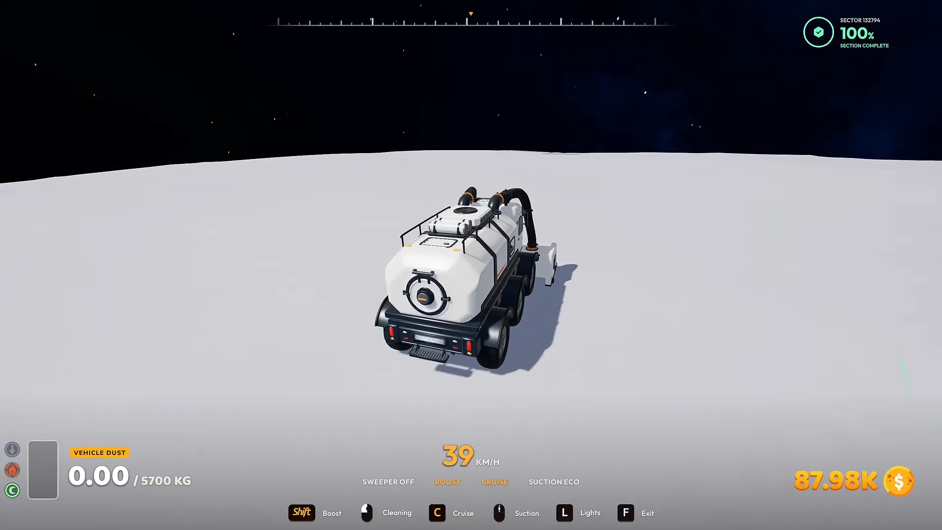 Moon Sweepers Mega Vacuum Rover driving with suction controls visible