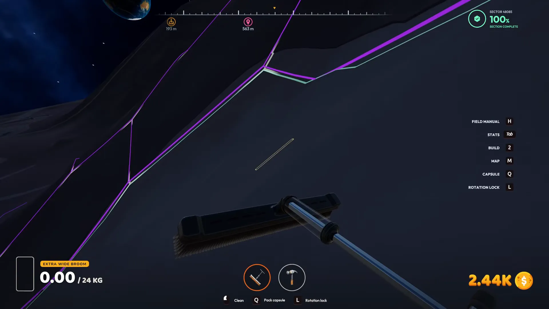 Moon Sweepers highlighted cleaning zone around a robot placement