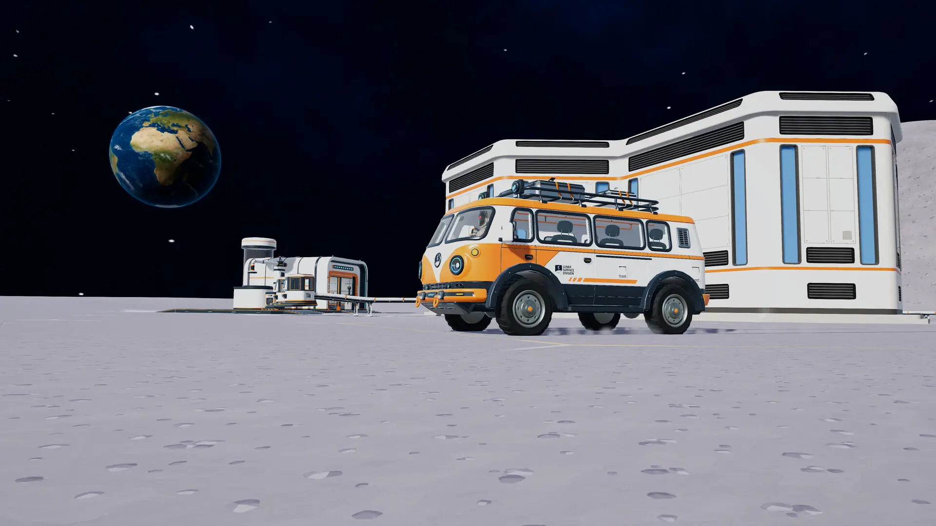 Moon Sweepers vehicles on a barren planetary surface